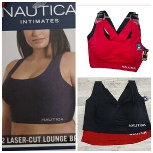 Nautica 2Pk Laser Cut No Show Lounge Active Sports Bra Bralettes Plus Size New